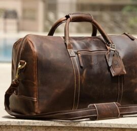 Handmade Leather Travel Duffel Rustic Town