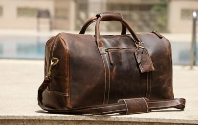 Handmade Leather Travel Duffel Rustic Town